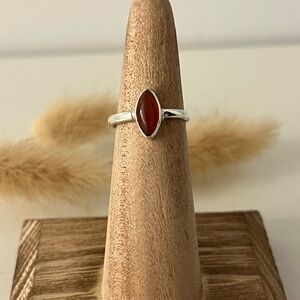 Solid 925 Sterling Silver Carnelian Gemstone Ring Size 5.25